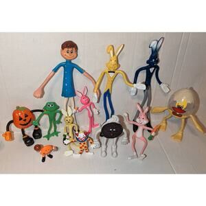 Lot Vintage Rubber Bendable Bendie Toys Oreo Bunny Brabo Soccer Player Imperial